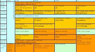 Programme of the intensive week in León, Spain