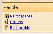 Menu People with Participants, Groups and Edit profile